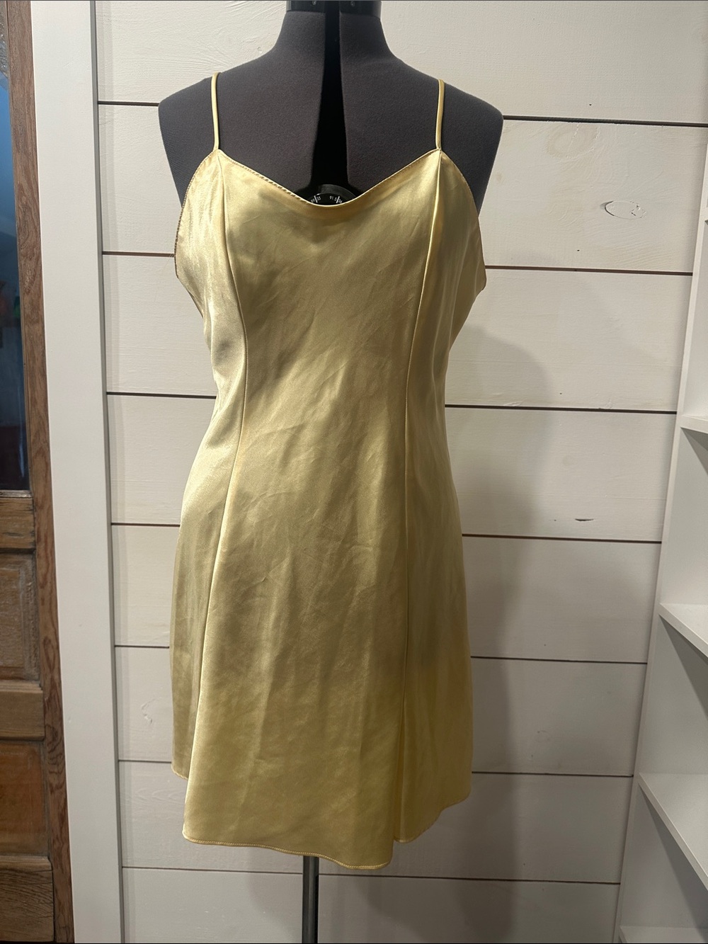 Gold Satin Slip with Spaghetti Straps